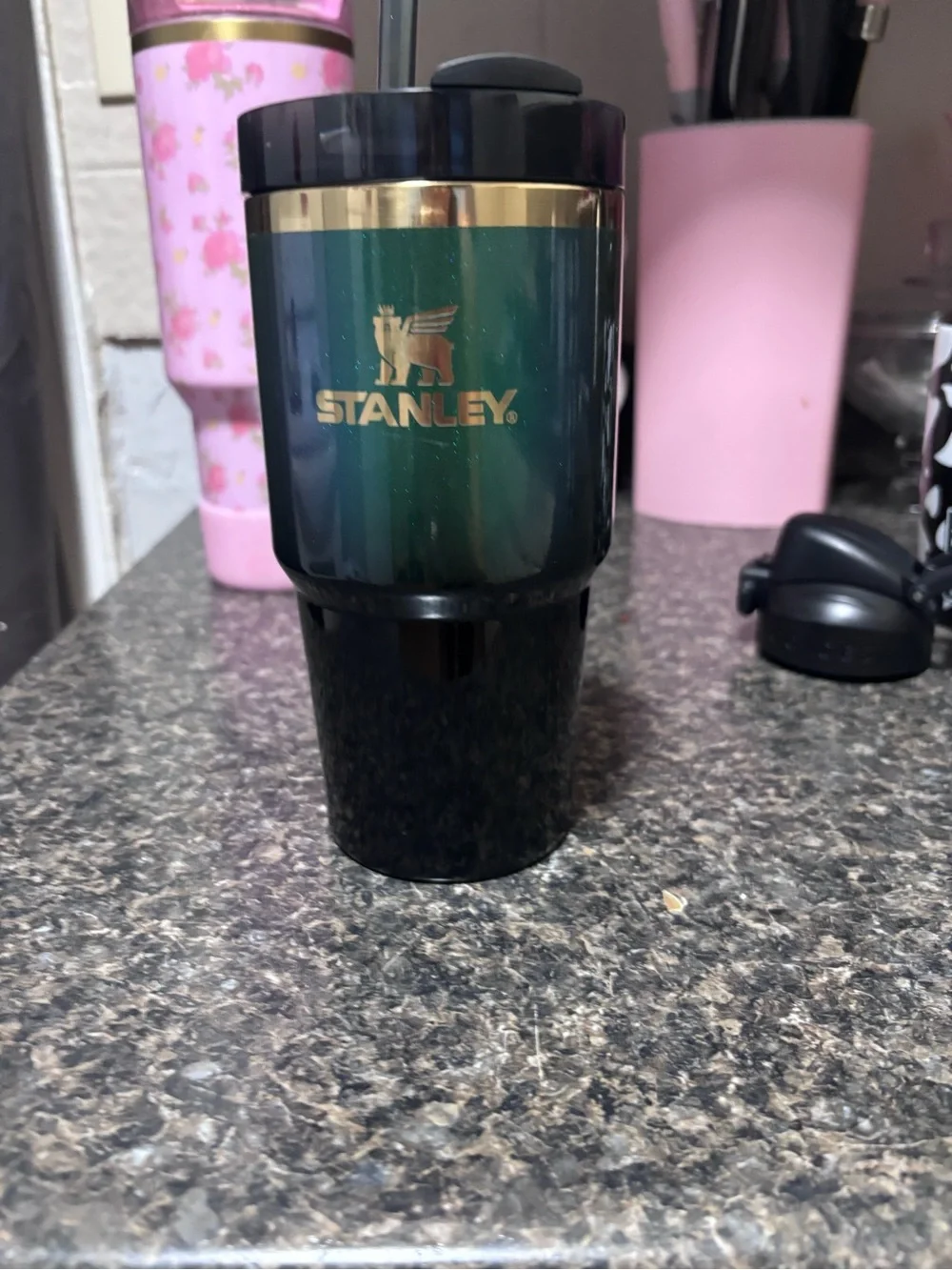 Stanley Green Metallic Tumbler with Gold Logo